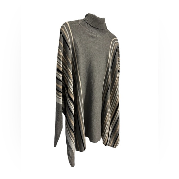 Joseph A  Turtleneck Poncho Sweater Grey Size Large Lagenlook Dolan Sleeve Fall - Picture 3 of 9